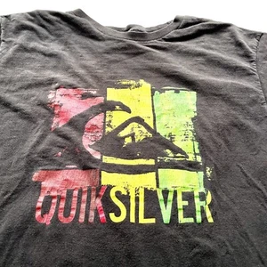 Quiksilver Boys’ T-Shirt Large Vintage Style Graphic Tri-Color Logo 90s Rare Y2k - Picture 1 of 10