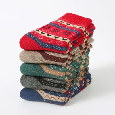 Lote de 5 pares de calcetines deportivos informales lisos suaves gruesos de mezcla de lana para mujer Foto 1 de 4