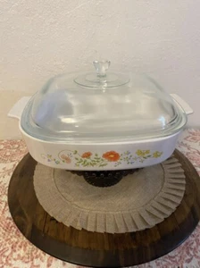 Vintage Corning Ware A-10-B Wildflower 2 Qt Casserole W/Pyrex Dome Lid A-12-C - Picture 1 of 8