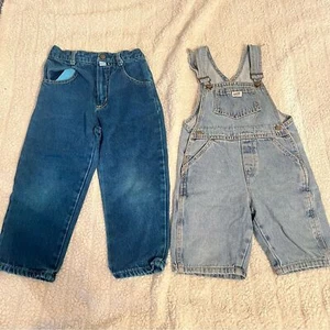 Boys vintage Guess By Marciano Jeans and Overall Bundle Made in USA 90s SZ 4 - Picture 1 of 9