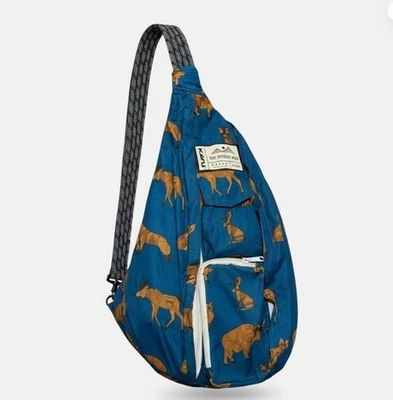 KAVU Sling Rope Bag Teal Animals Great Plains Crossbody Backpack Outdoor - Image 1 of 4