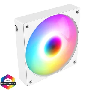 PowerCool High Flow 83CFM 12cm 120mm ARGB White 4-Pin PWM PC Cooling Fan 1800RPM - Picture 1 of 15