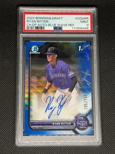Bowman Draft Ryan Ritter 2022 cromo refractor automático onda azul primera #/150 PSA 9 - Imagen 1 de 2