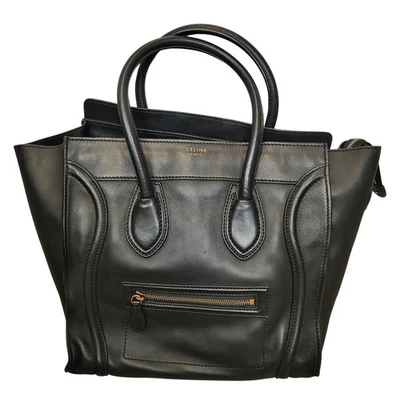 CELINE Luggage Phantom Shopper Tote Bag Black Leather Shoulder Bag Authentic - Image 1 of 4