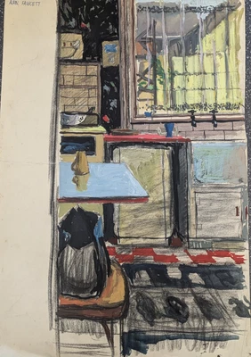 1960s Original gouache & charcoal & pencil painting by Alan Stuart Fawcett RA - image 1 of 4