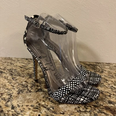 Tacones de aguja Sam Edelman talla 8,5 Eleanor negro blanco lunares texturizados Foto 1 de 4