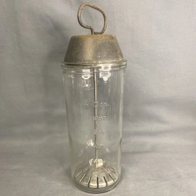 Mezclador de leche malteada Kraft vintage 12 oz. Mezclador de vidrio con tapa de metal Foto 1 de 4