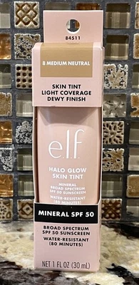 ELF E.l.f. Halo Glow Skin Tint SPF 50, 8 Medium Neutral NEW Exp 2/27 - Image 1 of 4