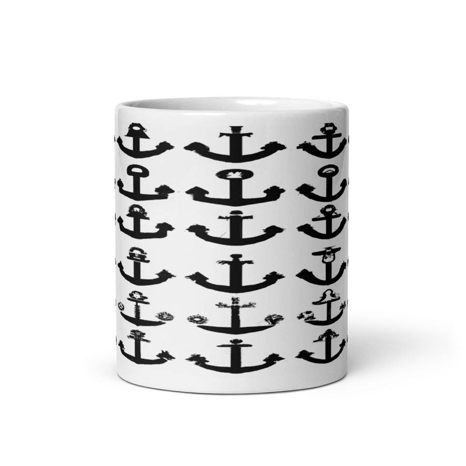 Taza de café de cerámica Nautical Anchor Icons 11 oz - Bebe té con estilo Foto 1 de 3