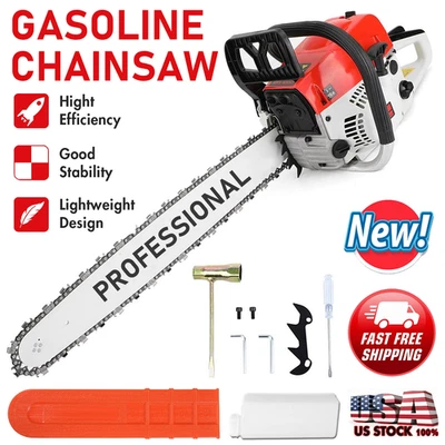 52CC 20in Gasoline Chainsaw Powered Wood Cutting Engine Gas Crankcase Chain Saw - Image 1 of 4