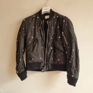Sandro Black bomber Jacket Size 2 - Picture 1 of 13