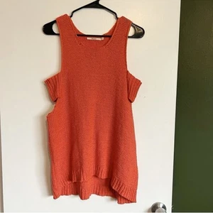J brand bright orange cut out side sleeveless tank sweater size medium - Picture 1 of 7