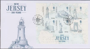 GB JERSEY 2014 New Jersey 350th Anniversary MS SG MS1874 FDC LIGHTHOUSES CASTLES - Picture 1 of 1