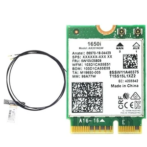 Scheda WiFi 1650i AX201NGW + 2xAntenna 3000Mbps WIFI6 2.4G/5G Dual-Band Cnv8771 - Zdjęcie 1 z 1
