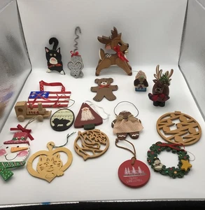 17 Christmas Wood Ornaments Decorations Most From Craft Fairs Over The Years - Picture 1 of 10