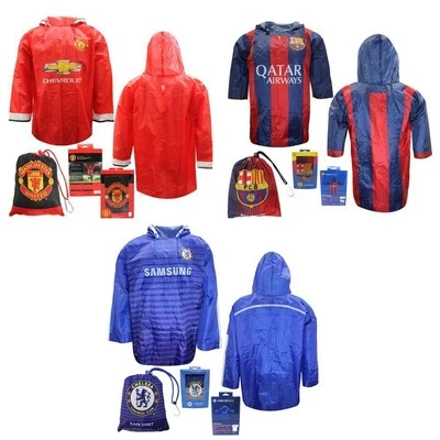FC Barcelona Chelsea Adults Hooded Football Poncho Rain Shirt Waterproof  - Image 1 of 4