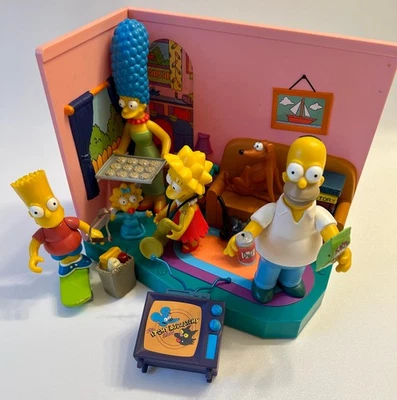 ¡Playmates The Simpsons 2000 sala de estar interactiva Marge Maggie Homer Bart Lisa! Foto 1 de 4