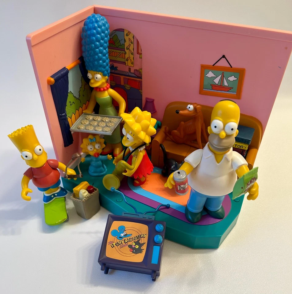 2000 Playmates The Simpsons Interactive Livingroom Marge Maggie Homer Bart Lisa! - Image 1 of 4