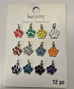 Juego de 12 dijes Charmalong con estampado de patas de colores - joyería de aterrizaje de cuentas - Imagen 1 de 3