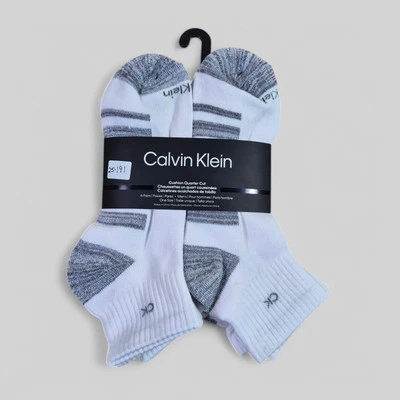 CALVIN KLEIN Mens Socks 1/4 Crew Cushioned Everyday 6 Pair Shoe Size 7-12 White  - Image 1 of 2