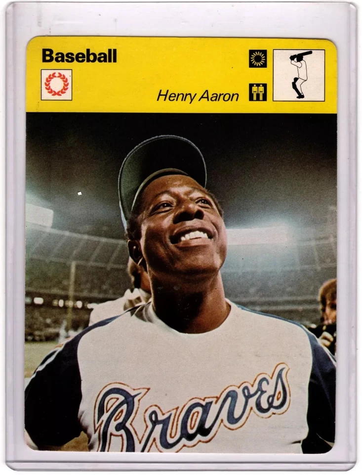 1977-79 SPORTSCASTER BASEBALL HANK AARON VINTAGE HALL OF FAME BRAVES ITALY BACK - Imagem 1 de 1
