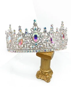Crystal Queen Crown Wedding Princess Princess Birthday Prom Pageant Bling Bling - Picture 1 of 5