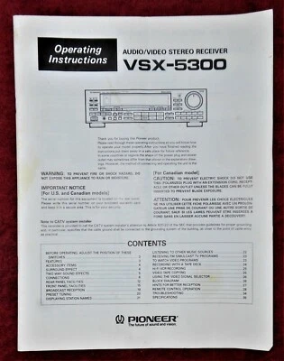 **ORIGINAL** Pioneer VSX-5300 Receiver Operating Instructions - Image 1 of 2