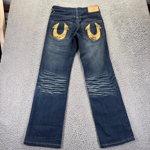 True Religion Jeans Mens 32x34 Blue dark Wash Cotton Logan Super T Bootcut - Picture 1 of 11