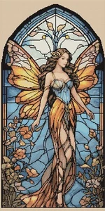 Autumn Fairy Stained Glass effect 307 Cross stitch chart FlowerPower37-uk - Picture 1 of 1