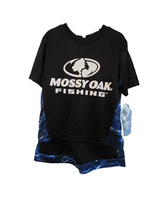 Authentic Mossy Oak Fishing Boys Fishing Shirt & Short Set Size 4 Blue/black NWT - Picture 1 of 8