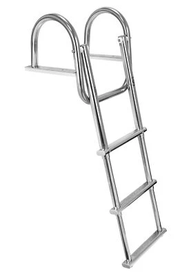 24TRADE CEREDI Edelstahl Badeleiter mit Handgriff für Badeplattform 3 Stufen ausziehbar