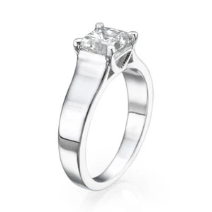 3/4 CT Solitaire Diamond Engagement Ring Princess Cut H/SI2 14K White Gold - Picture 1 of 4