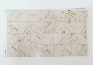 Dollhouse Faux Off White Marble Tile Floor Card 1:12 Scale Miniature World Model - Picture 1 of 4