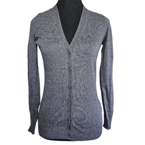 Le Chateau Women's Grey V-Neck Button up Cardigan Sweater, XXS - Picture 1 of 11