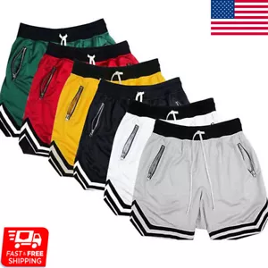 Men's Basketball Shorts Athletic Mesh Pockets Running Gym Workout Quick Dry ' N - Picture 1 of 21