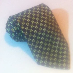 NEW IL DAVID Italian Made NECK TIE BLUE Green Binocular Pattern 100% Silk Italy  - Picture 1 of 7