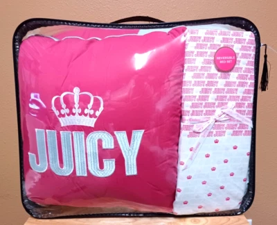 Juicy Couture Reversible Pink/Grey 8pc QUEEN Set Comforter, Shams,Sheets,Pillow - Image 1 of 4