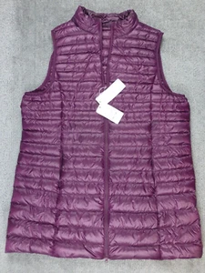 Elfjoy Long Down Puffer Vest Womens XXL Cranberry NWT Lightweight Packable - Picture 1 of 8