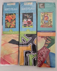 Lot of 3 New Sealed Rain or Shine Large Porch Flags 28 x 40 Halloween, Fall - Picture 1 of 2