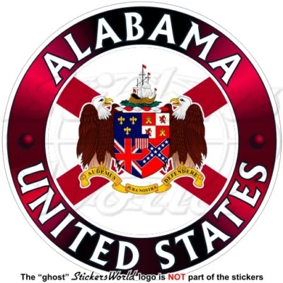 STICKERSWORLD ALABAMA Drapeau-Blason USA Alabaman Américain, 100mm Vinyle Autocollant