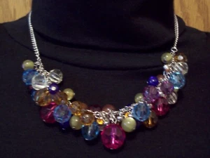 Vintage Joan Rivers Chunky Necklace Lucite Faceted Beads - Picture 1 of 5