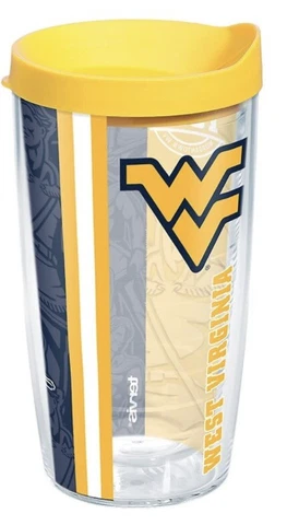 West Virginia Mountaineers 16oz Tervis Tumbler with Lid-Made in USA-New Cover