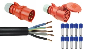 H07RN-F 5x2,5mm²  16A SET Gummikabel + Stecker + Kupplung + Aderendhülsen - Bild 1 von 1