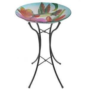 Teamson Home 18" Hummingbird Fusion Glass Bird Bath - Picture 1 of 6