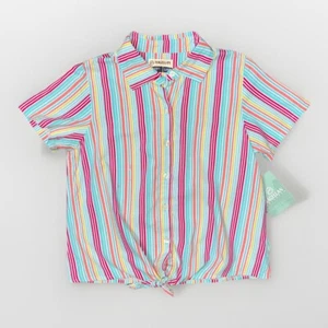 NWT Girls Large MAGELLAN FISH GEAR Classic Fit SHIRT Strip button up short sleev - Picture 1 of 6