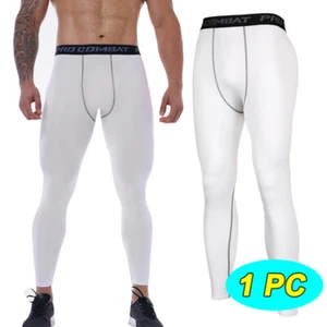 Man's Compression Base Layer Workout Leggings Gym Sports Thermal Training Pants - Picture 1 of 19