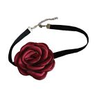 Wine Rose Flower Collar Velvets Necklace Temperament Ribbon Neck Chain