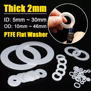 2 mm dick weiß PTFE Flachwaschmaschine Widerstand Hochtemperatur Kunststoff Ring Dichtung Dichtungen - Bild 1 von 24