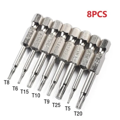 Torx Bit Set Screwdriver 1/4'' Hex Impact Driver T5/T6/T8/T9/T10/T15/T20/T25 - Image 1 of 4