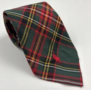Polo Ralph Lauren Corbata Stewart Tartán Logo Rojo Verde Vintage Rayón 57.5x3.88 - Imagen 1 de 7
